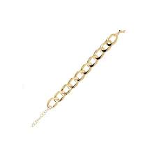 Bronzallure Gold Plated Open Oval Curve Link Polished Bracelet