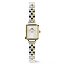 Ladies Daniel Wellington Two Tone Quadro Mini Arch Square Face Dial