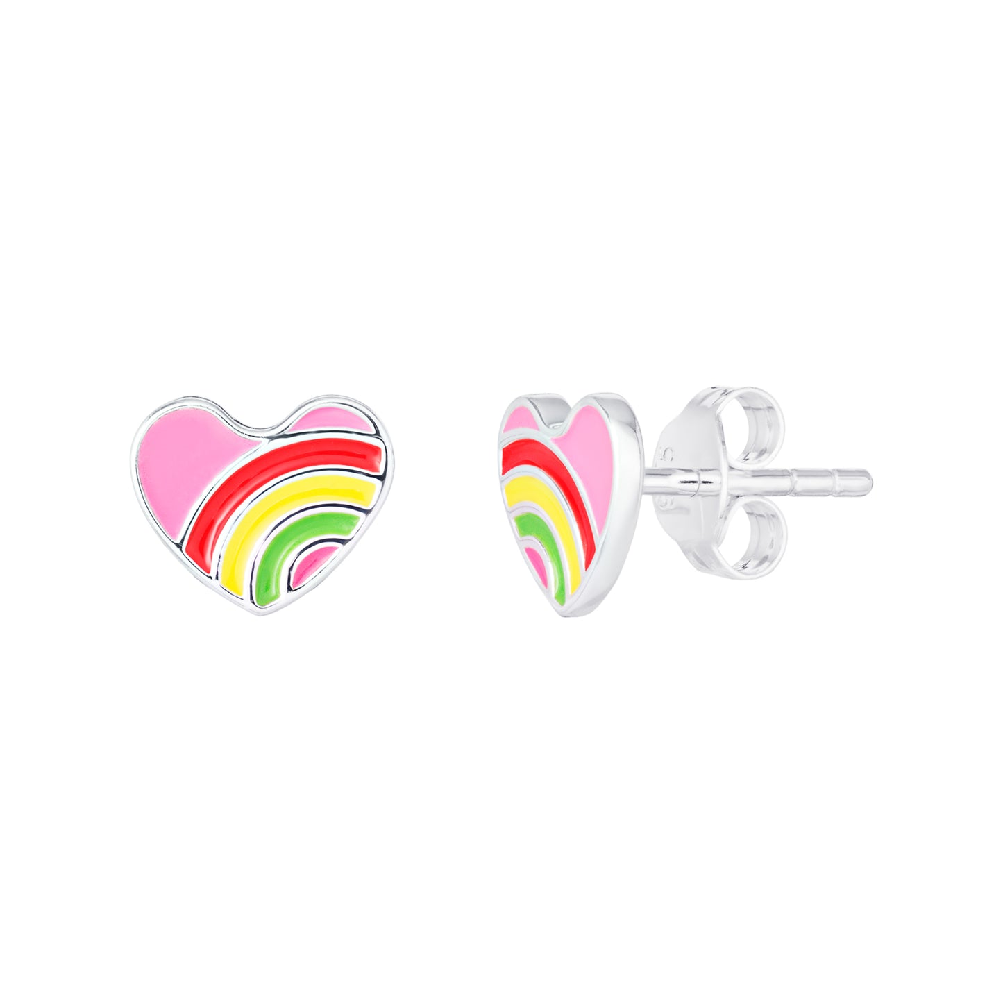 Sterling Silver Multicoloured Heart Enamel Earrings