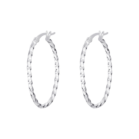 Sterling Silver 23mm Twist Hoop Earrings