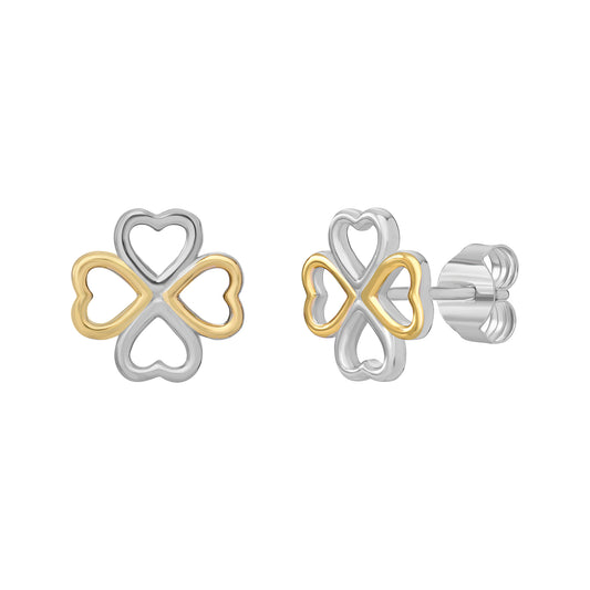 Sterling Silver & Gold Plated Heart Clover Earrings