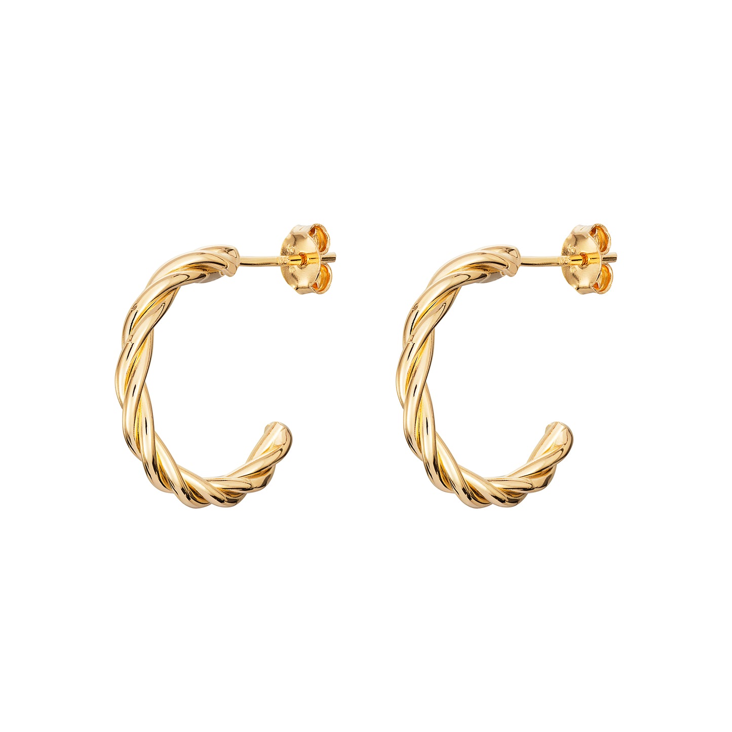 Sterling Silver Gold Plated 19mm Twist Hoop Earrings