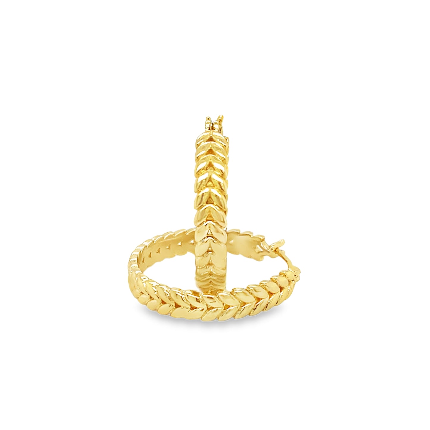 Sterling Silver Gold Plated Leaf Hoop Earrings