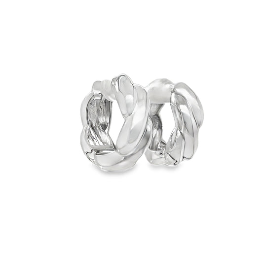 Sterling Silver 23mm Plaited Huggie Earrings