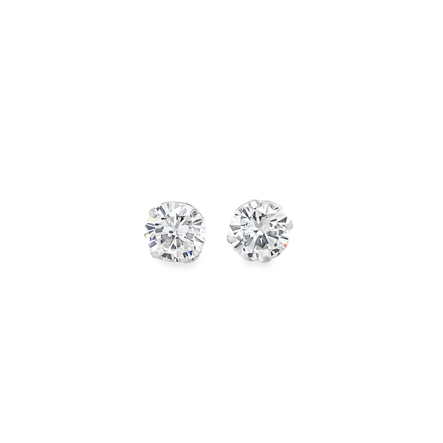 Sterling Silver 8mm CZ Round 4 Claw Stud Earrings