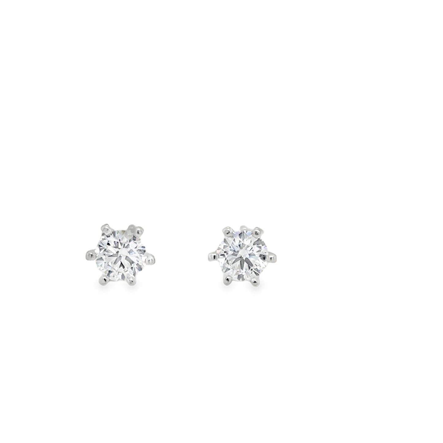 Sterling Silver 5mm CZ Round 6 Claw Stud Earrings