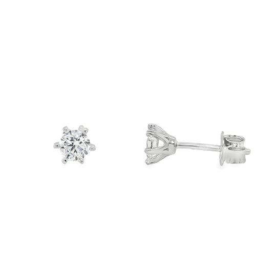 Sterling Silver 5mm CZ Round 6 Claw Stud Earrings