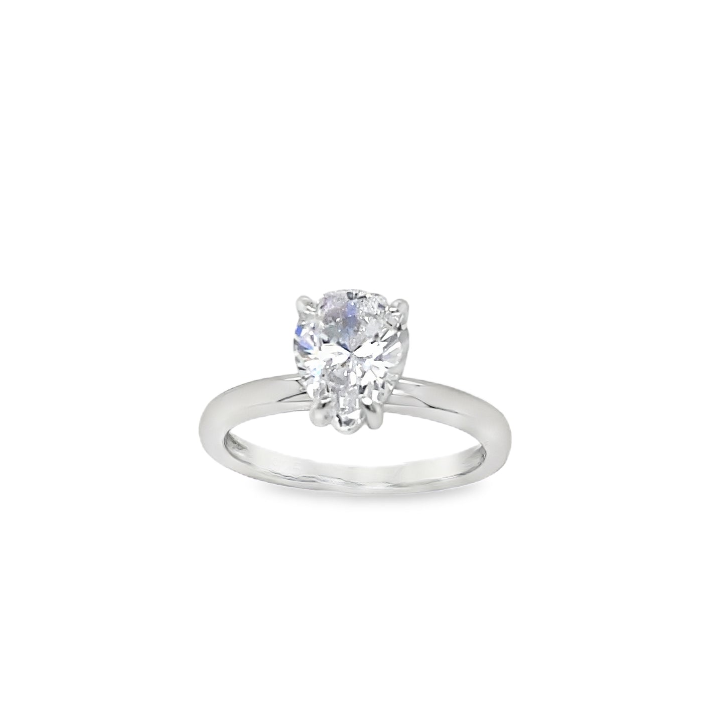 Sterling Silver Pear CZ Solitaire Ring