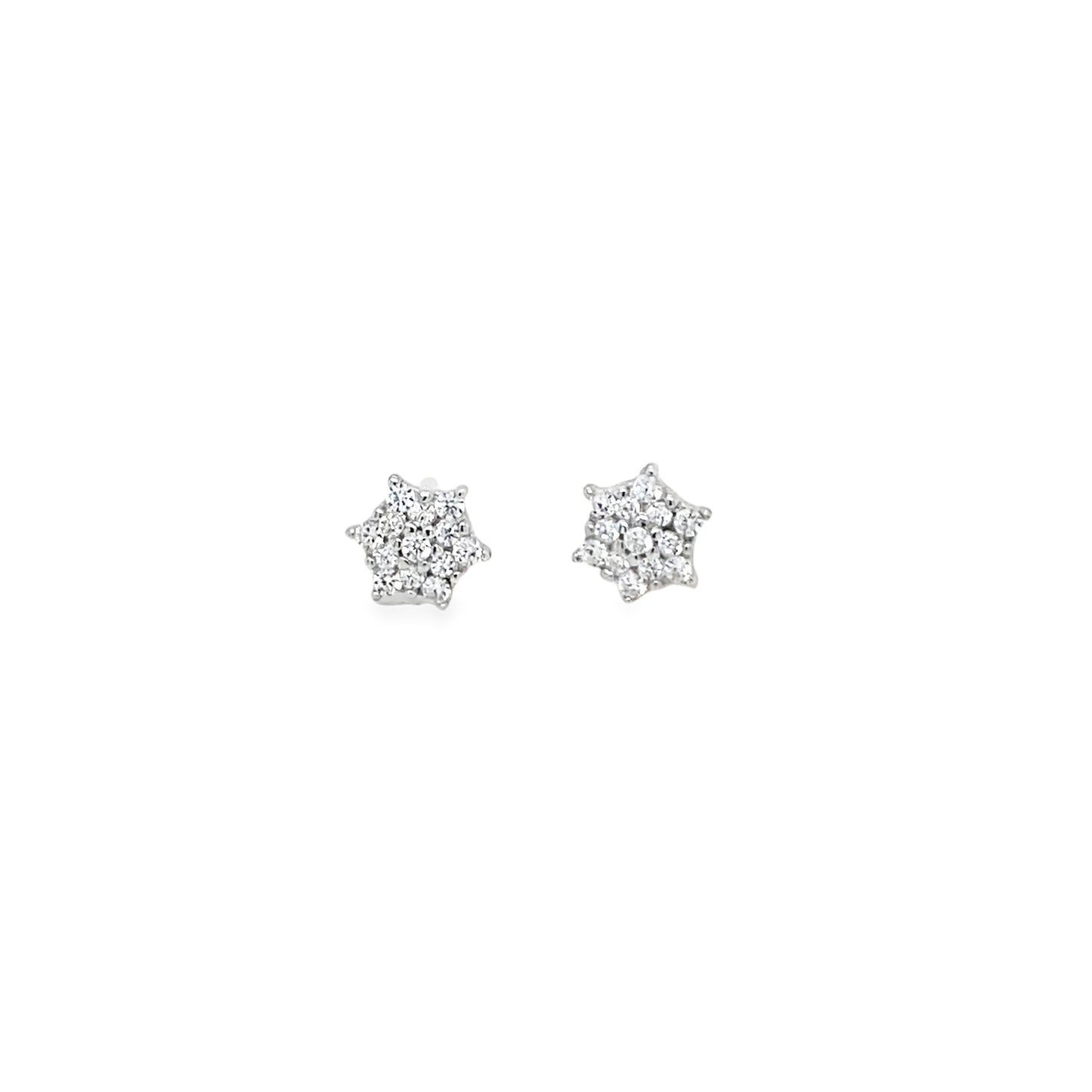 Sterling Silver CZ Flower Cluster Stud Earrings