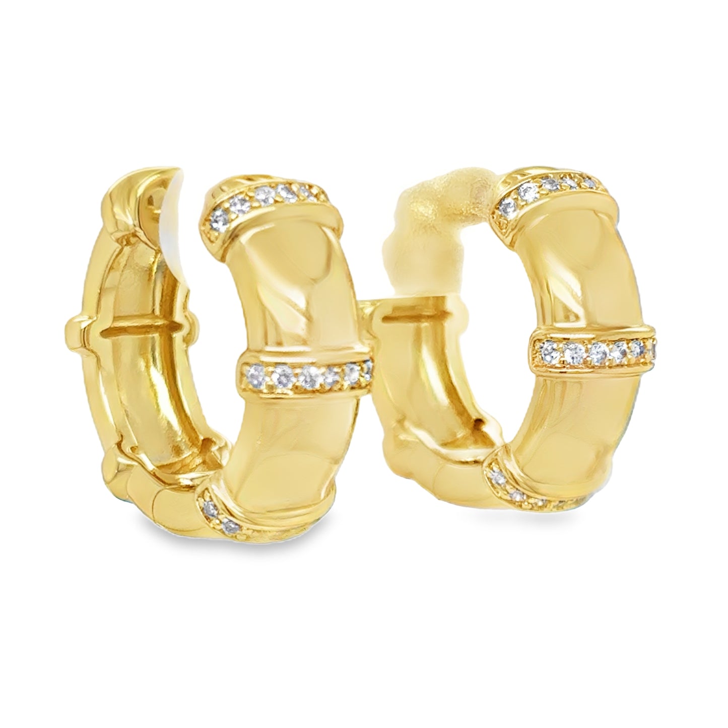 Sterling Silver Gold Plated CZ Lined Hoop Earrings