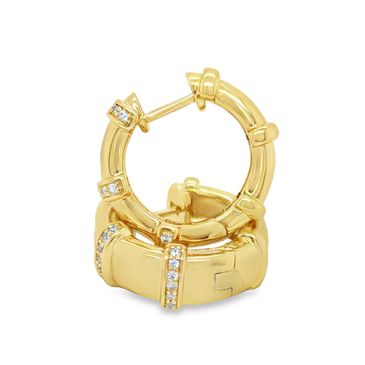 Sterling Silver Gold Plated CZ Lined Hoop Earrings