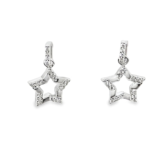 Sterling Silver CZ Star Drop Earrings