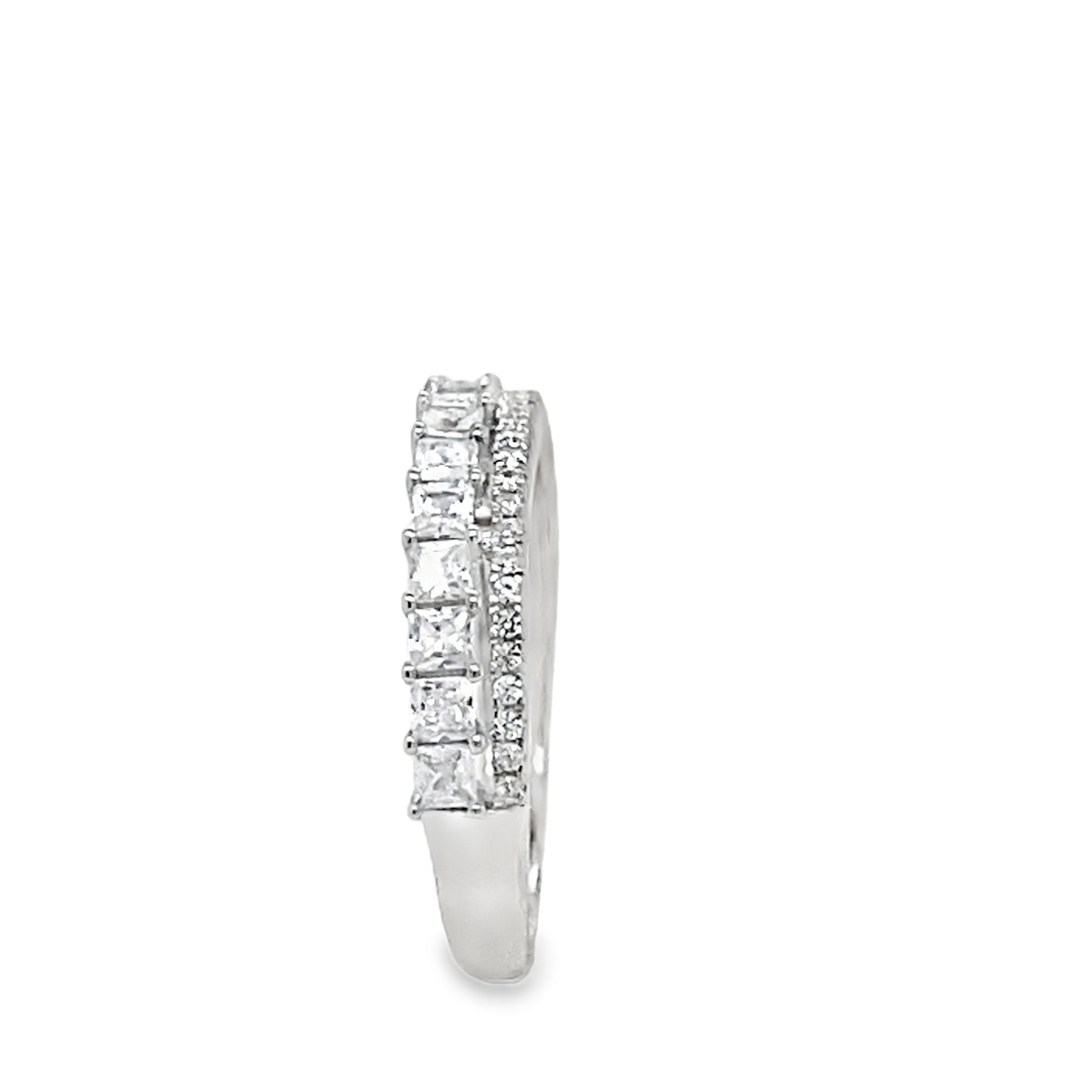 Sterling Silver Round and Princess cut CZ Eternity Ring