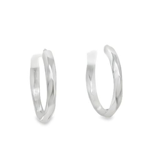 Sterling Silver 20mm CZ Diamond Cut Hoop Earrings