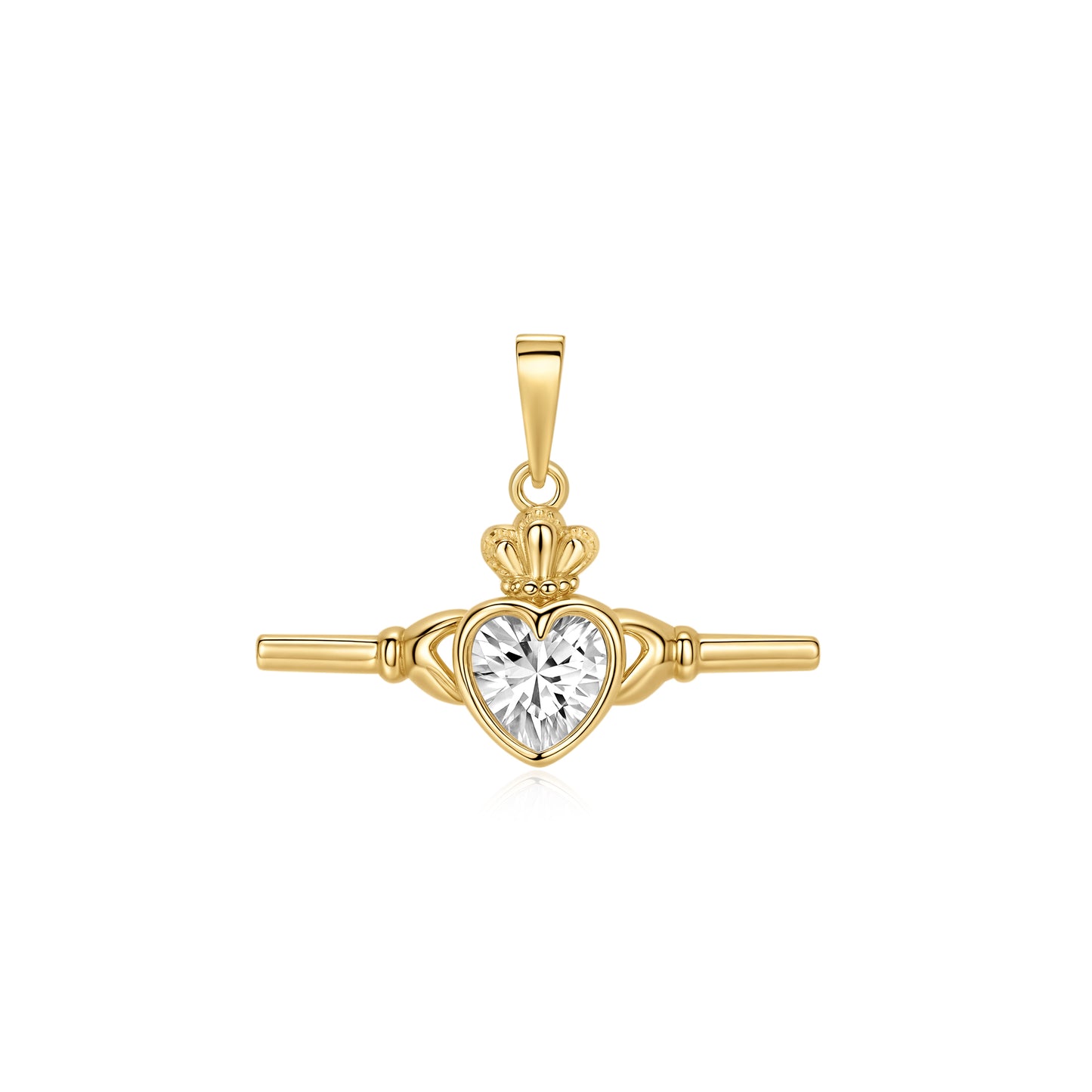 Sil P/dnt G/P CZ Claddagh T-Bar