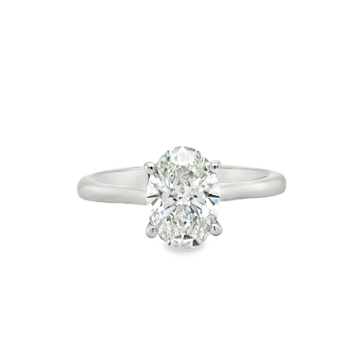 Platinum 4 Claw Oval Solitaire Cultured Diamond Ring 1.56ct