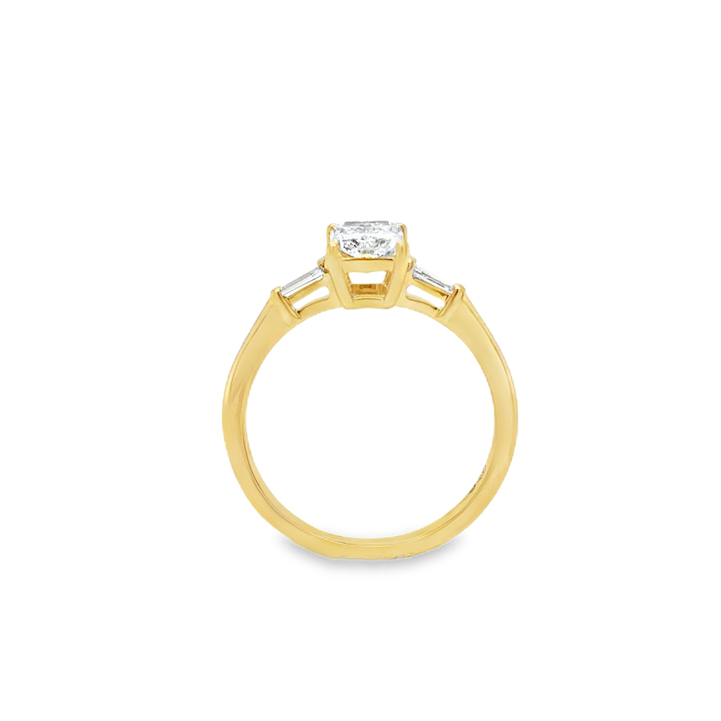 18ct 4 Claw Radiant Cut Solitaire Cultured Diamond Ring With Tapered Shoulders 1.10ct
