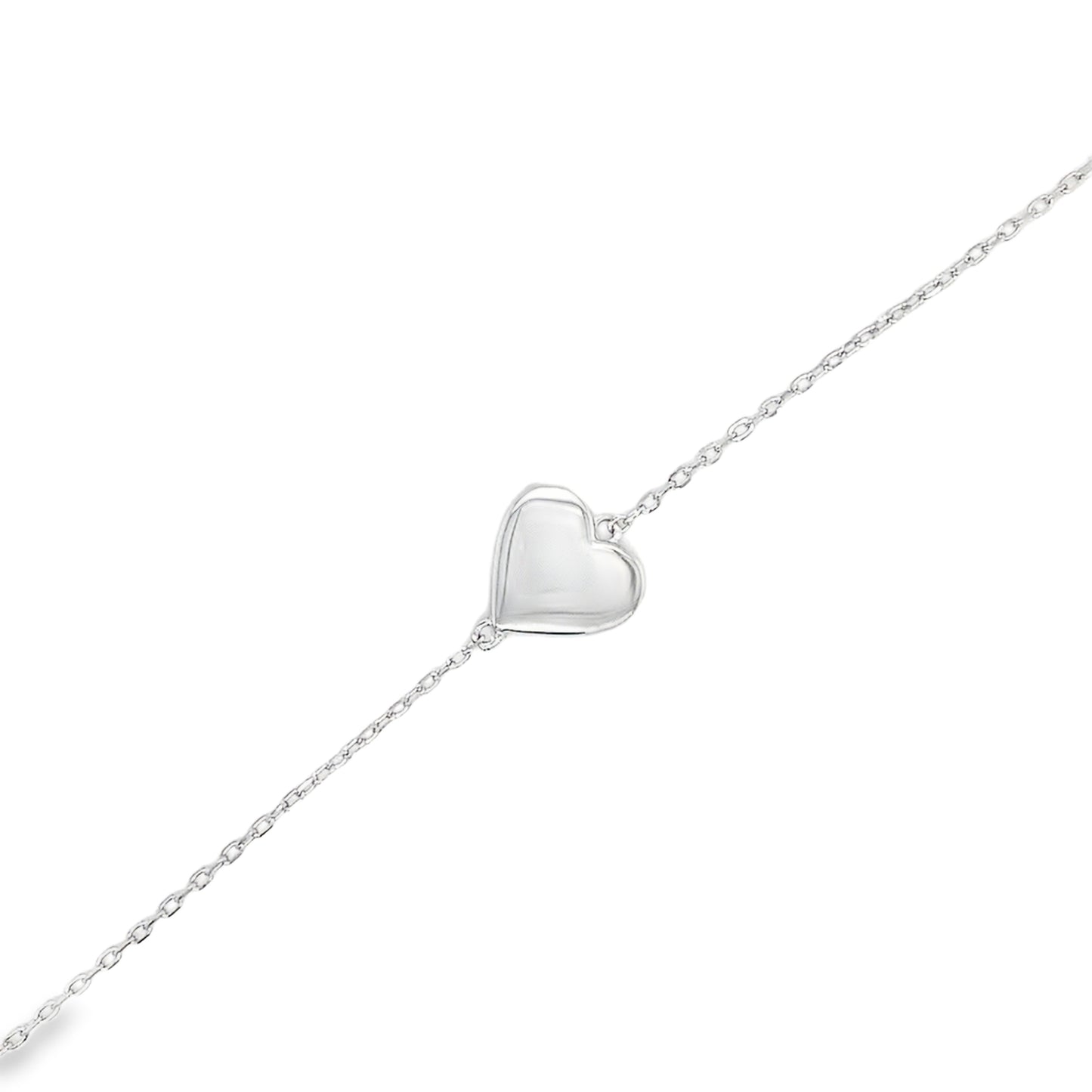 Sterling Silver Polished Heart Bracelet