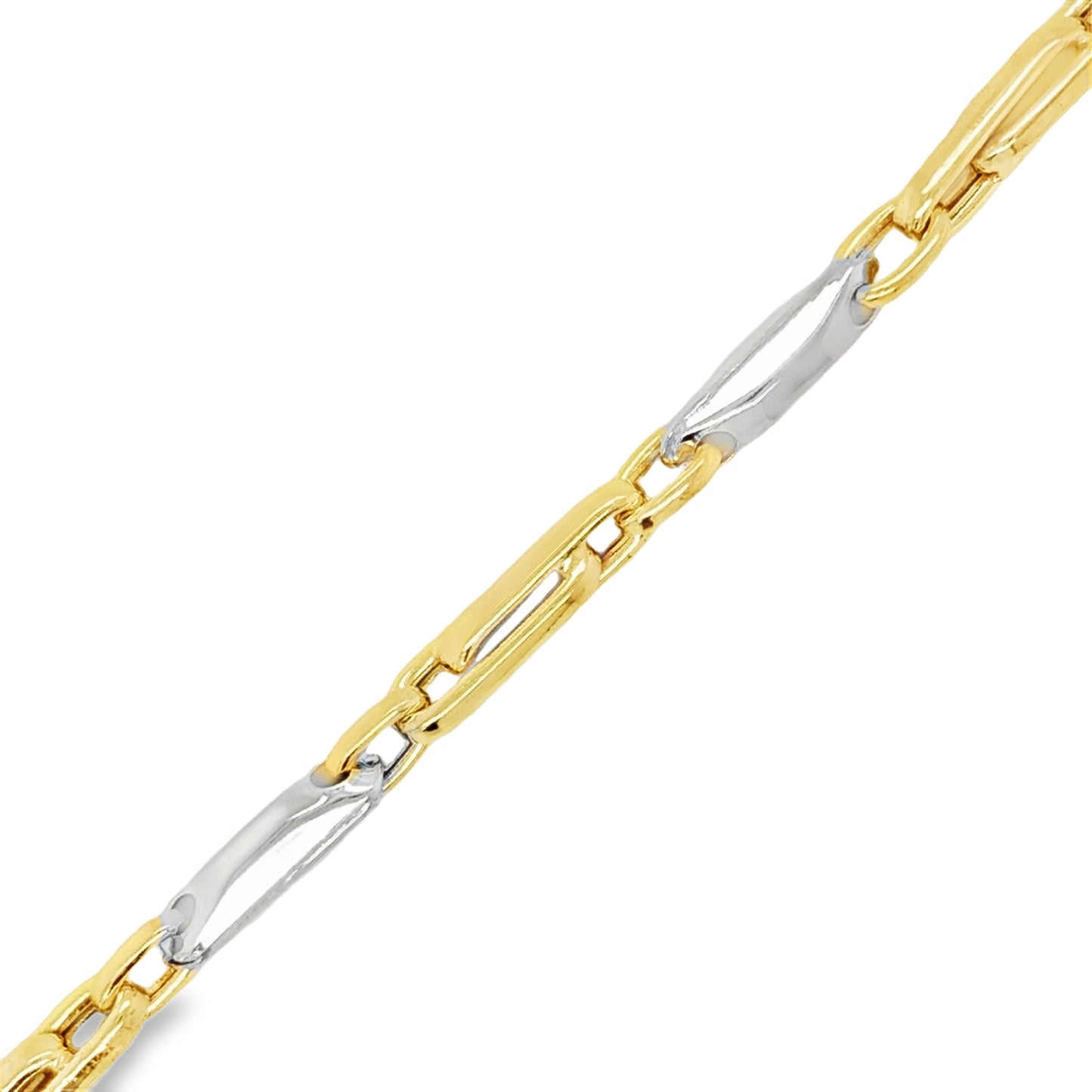 Sterling Silver 2 Tone Open Bar Link Bracelet