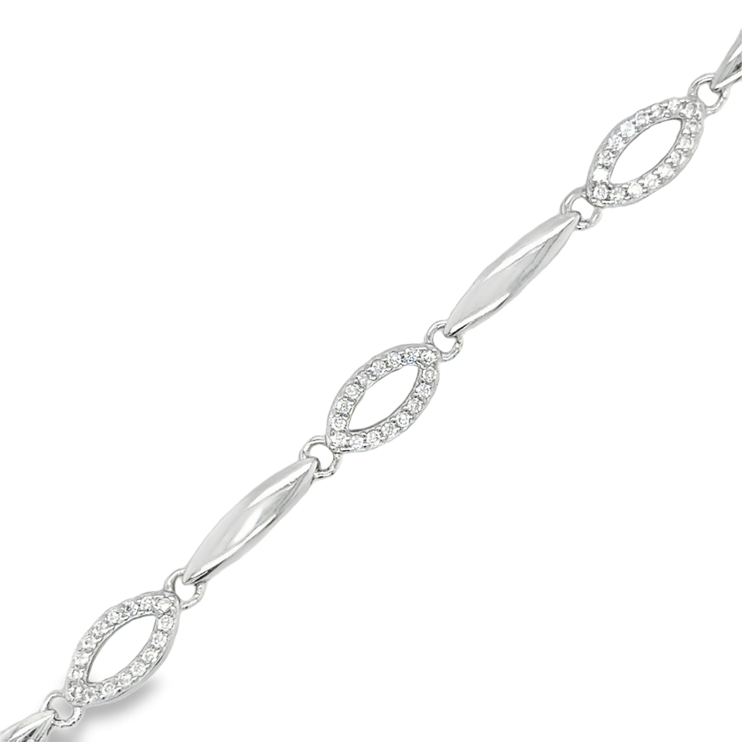 Sterling Silver CZ & Open Link Bracelet