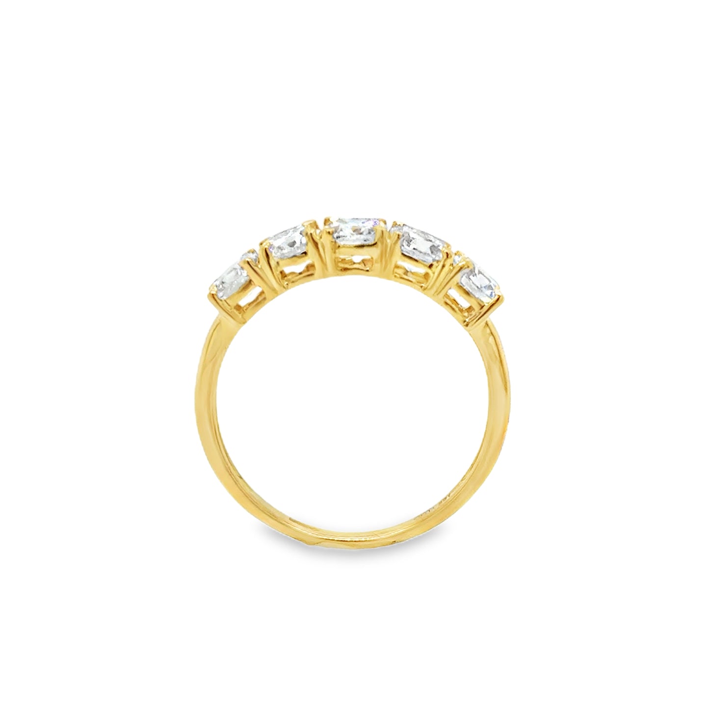 18ct Yellow Gold Miner Cut Five Stone Cultured Diamond Ring 1.62ct