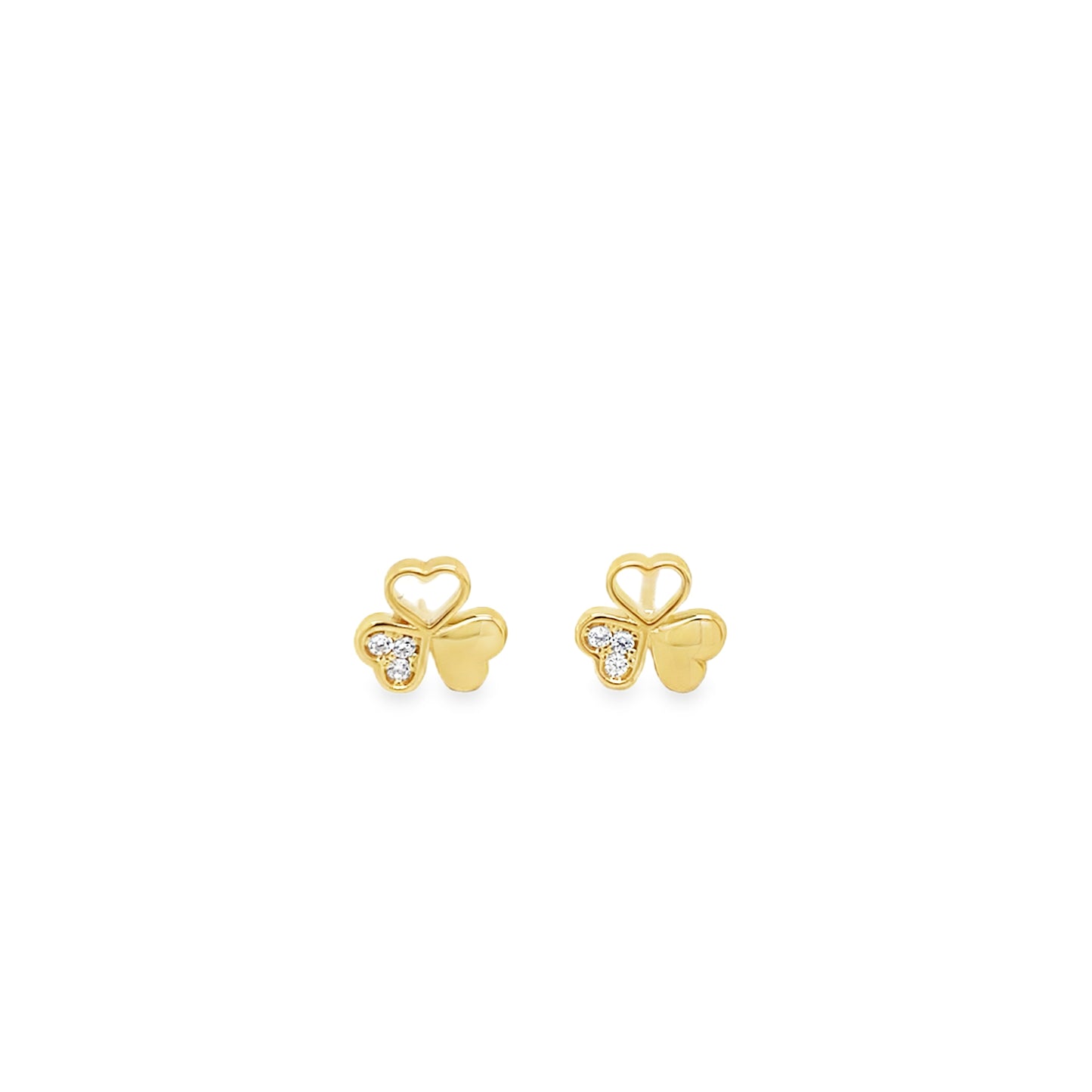 9ct CZ & Polished Clover Stud Earrings