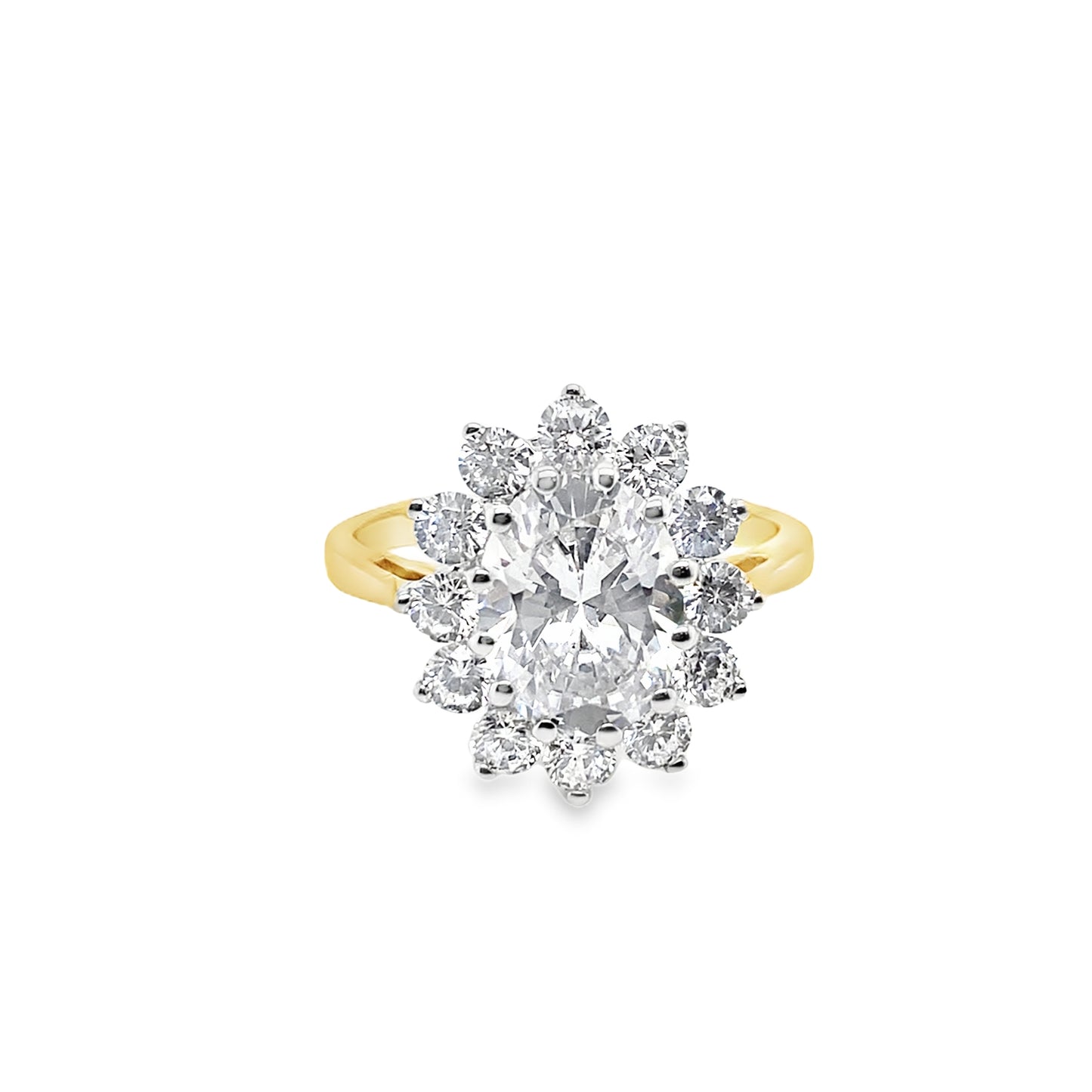 9ct Ring Ov Flwr Clus