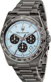 Gents Stainless Steel Maserati Velocita 43mm Ice Blue Chronograph Watch
