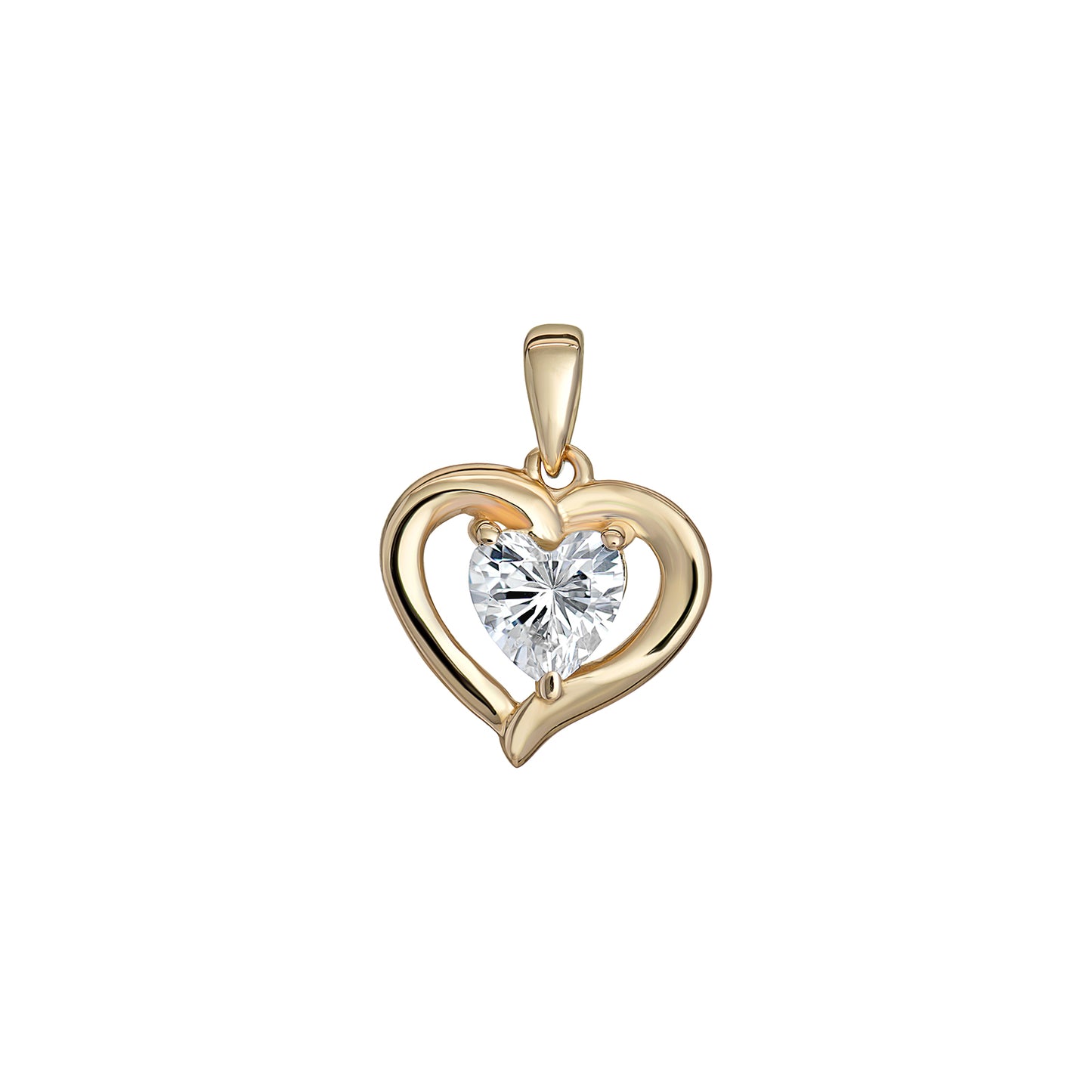 9ct CZ Open Heart Pendant