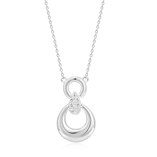 Sterling Silver CZ & Polished Double Circle Pendant