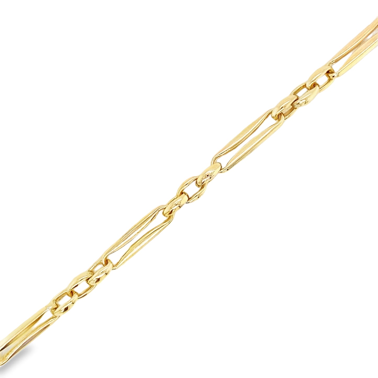 9ct Elongated Rectangle and Round Link High Polish Bracelet