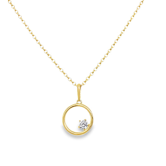 9ct Yellow Gold Open Circle CZ Pendant