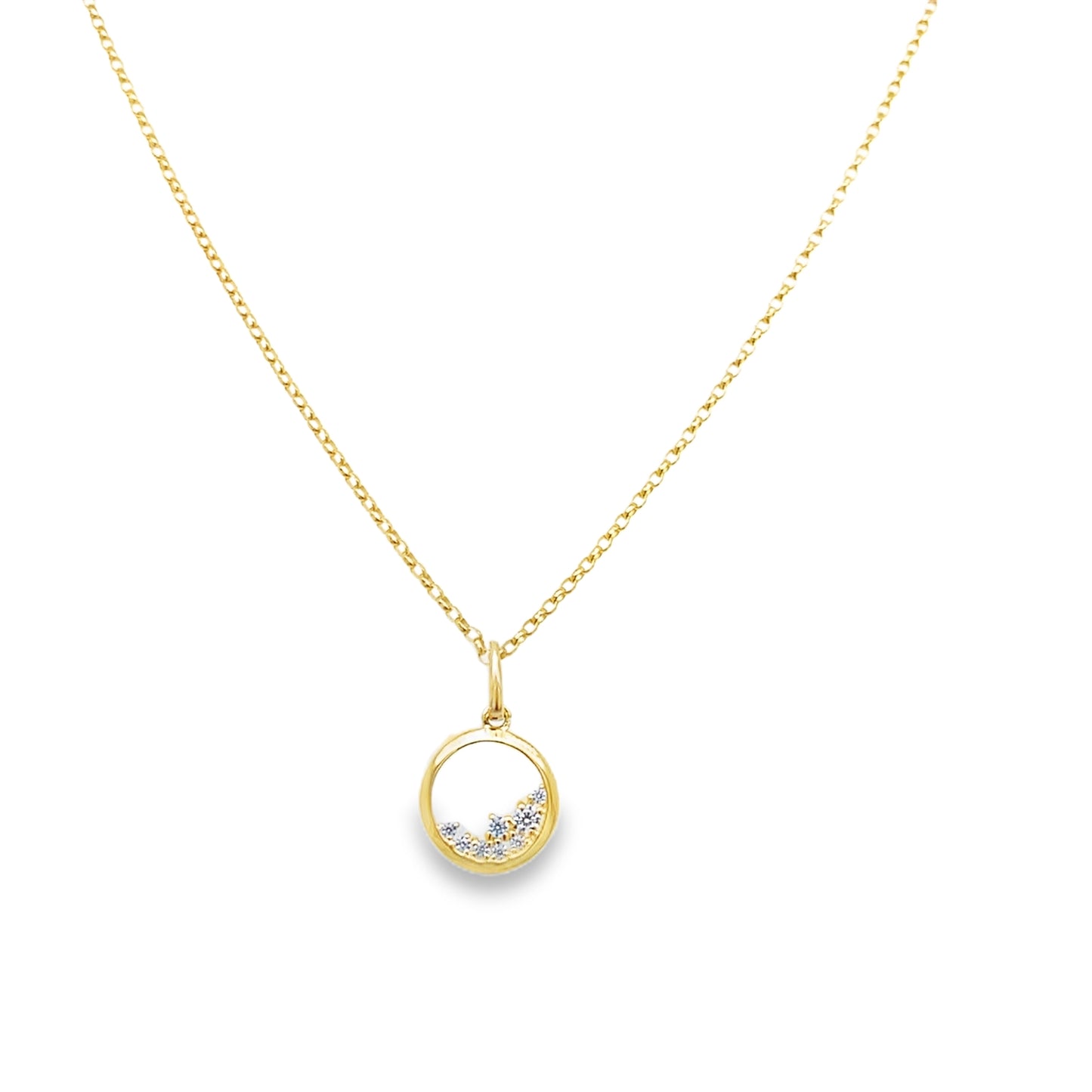 9ct Yellow Gold Open Circle Multi CZ Pendant