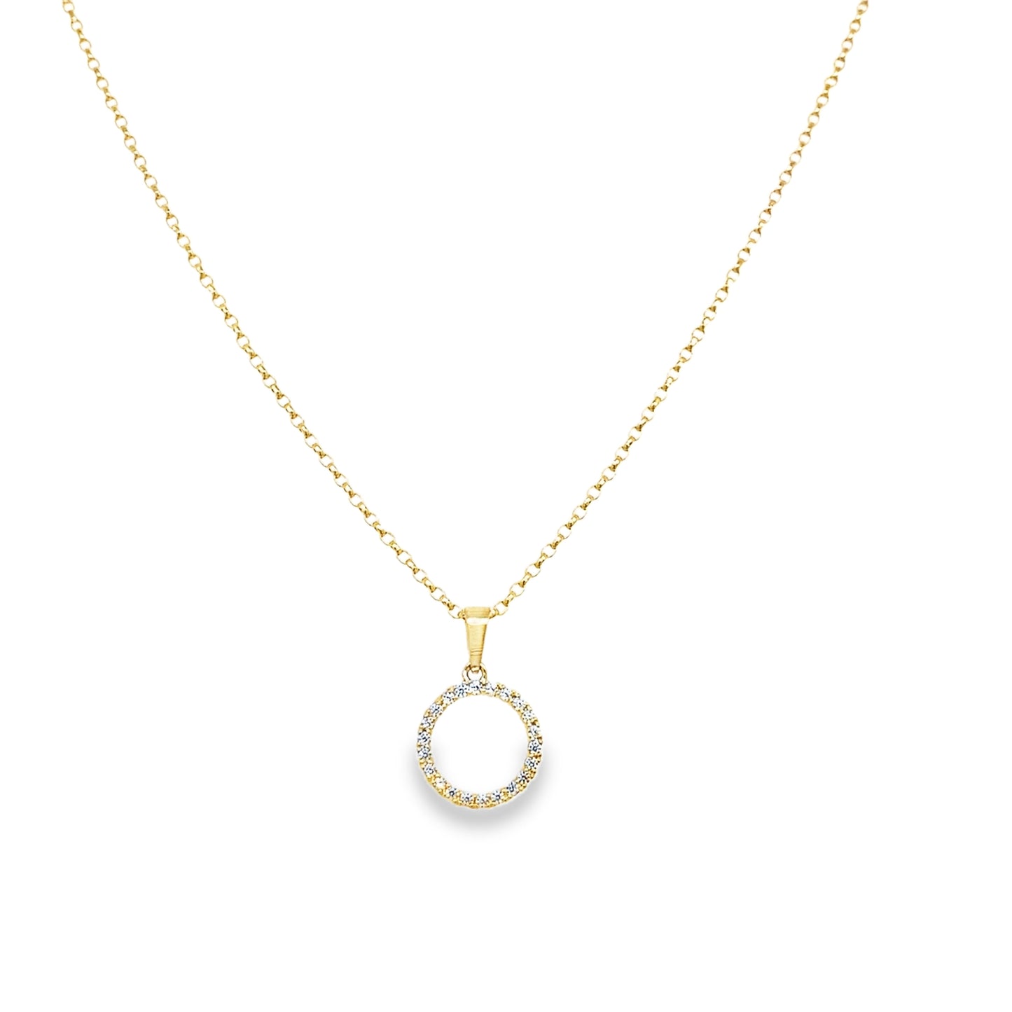9ct Yellow Gold CZ Open Circle Pendant