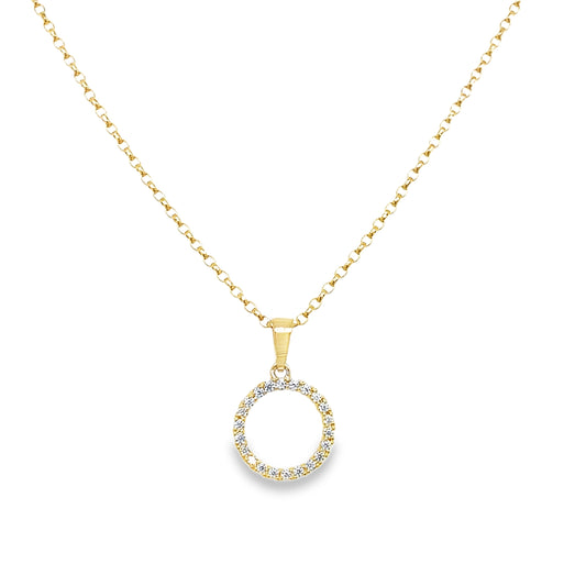 9ct Yellow Gold CZ Open Circle Pendant