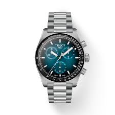 Gents Stainless Steel Tissot PR516 40mm Blue Chronograph Watch