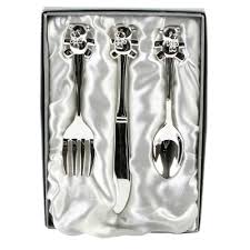 Silver Plated Knife, Fork & Spoon Teddy Cultery Set Christening Gift
