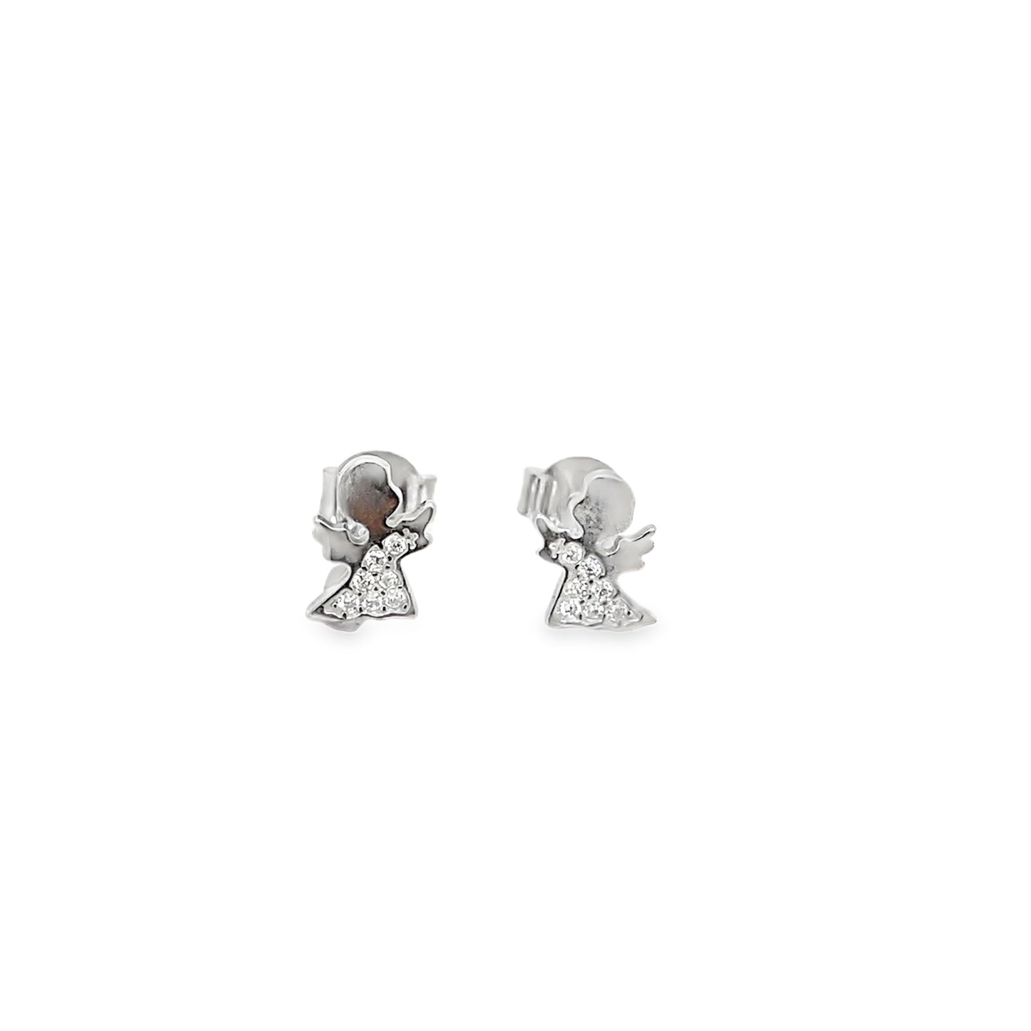 Sterling Silver CZ Angel Earrings