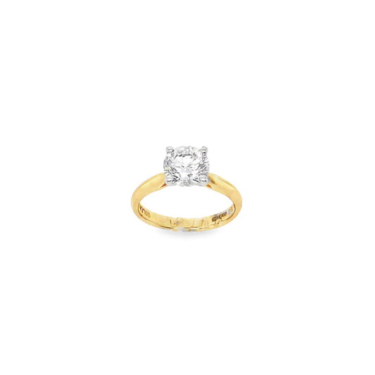 9ct Yellow Gold Round Brilliant Cultured Diamond Ring 1.50ct