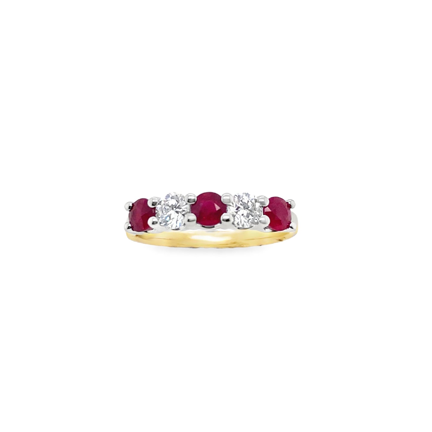 9ct Yellow Gold Five Stone Ruby and Diamond Ring .40ct