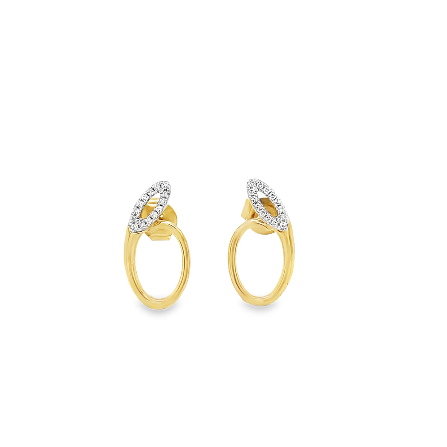9ct Diamond Set Double Circle Earrings 0.08ct