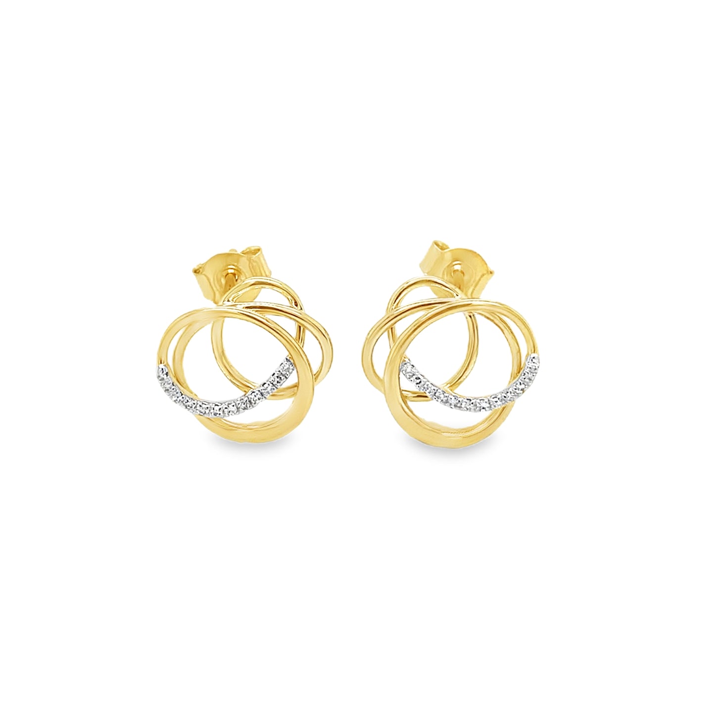 9ct Diamond Set Open Knot Earrings 0.08ct