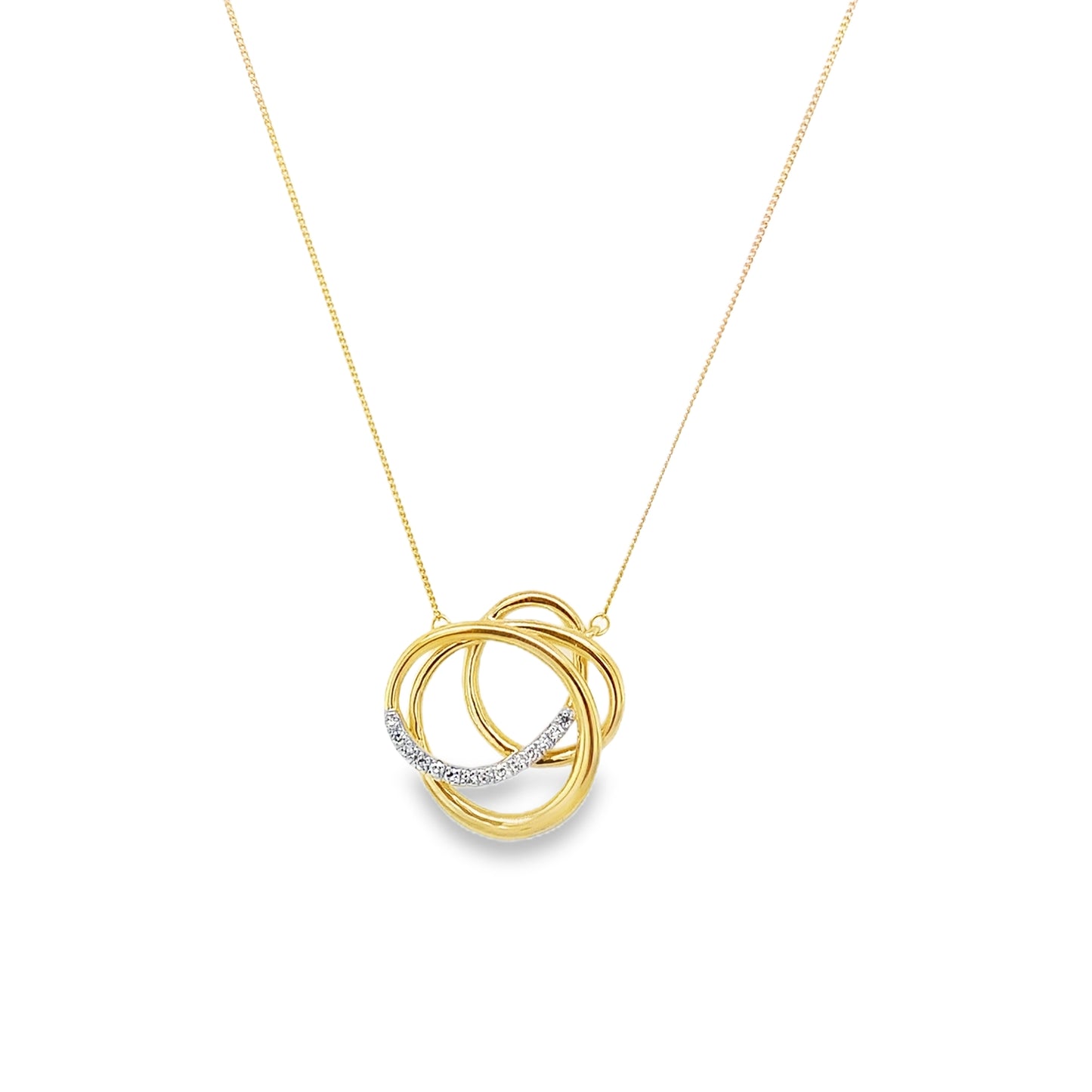 9ct Diamond Set Open Knot Pendant 0.05ct