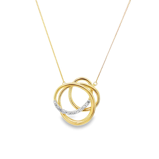 9ct Diamond Set Open Knot Pendant 0.05ct