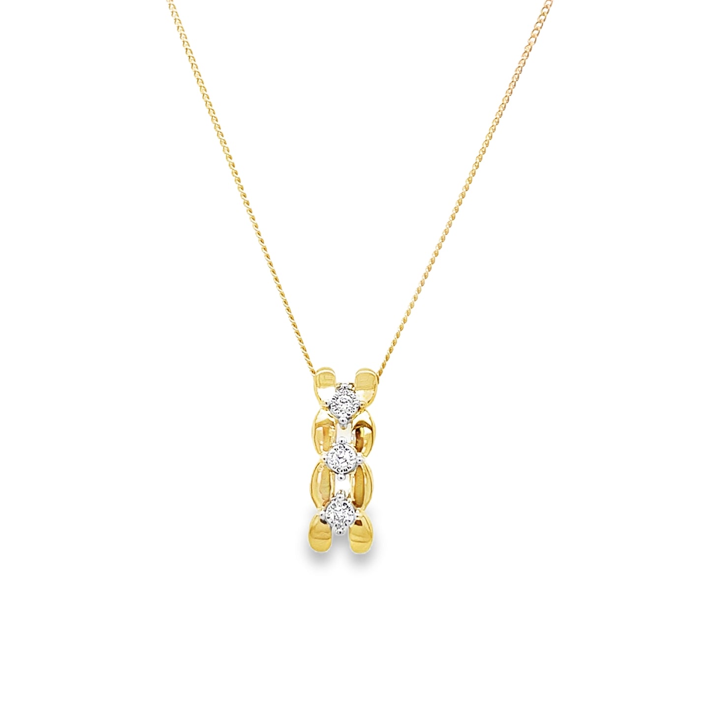 9ct Curve Row Diamond Pendant 0.04ct