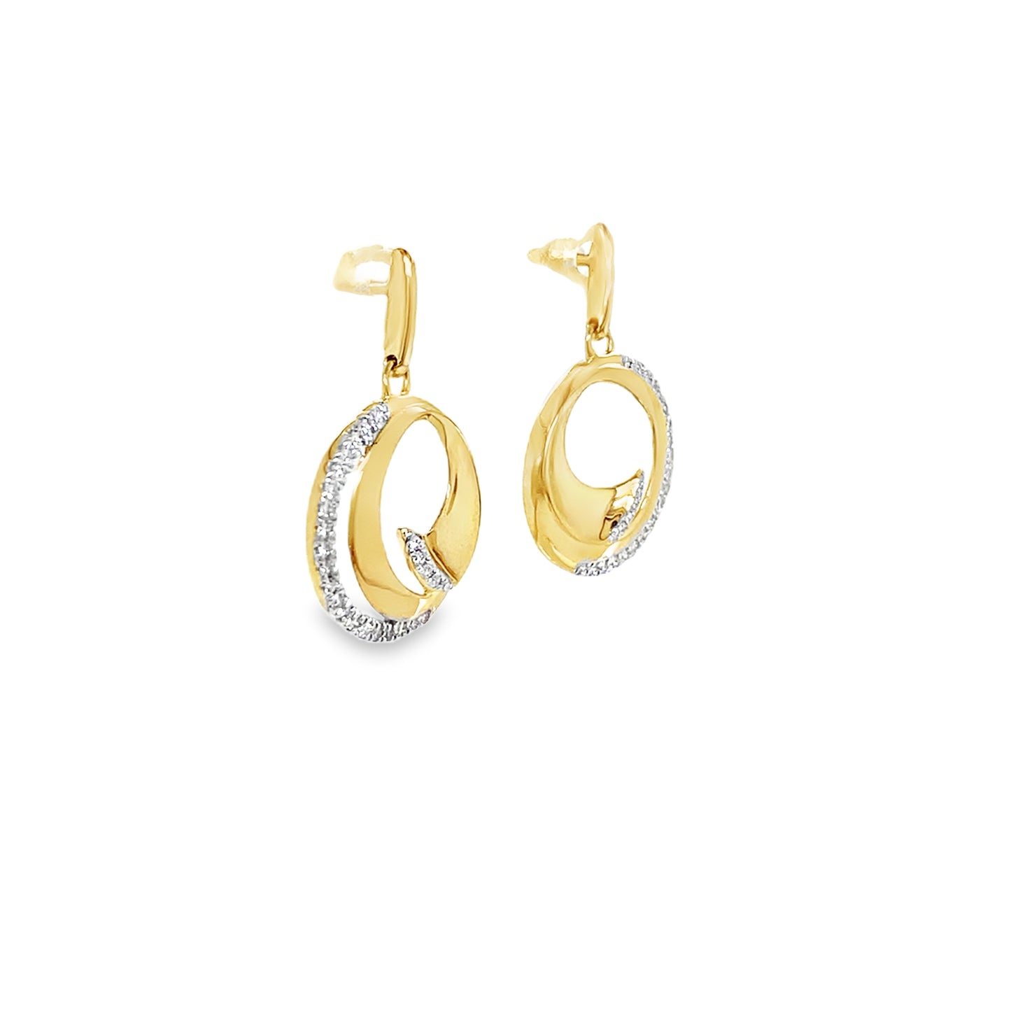 9ct Diamond Circle Swirl Drop Earrings 0.15ct