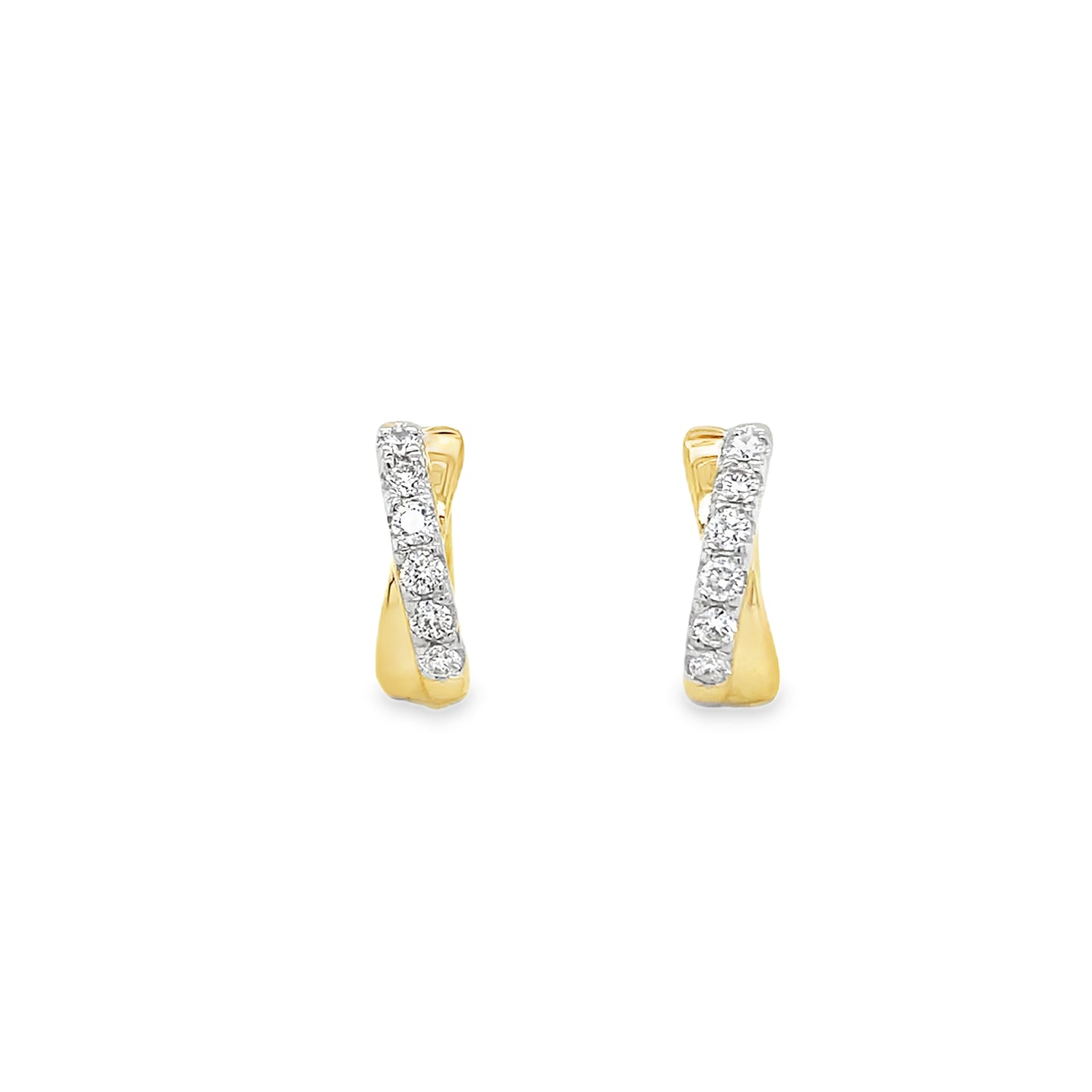 9ct Cultured Diamond Set Crossover Hoop Earrings 0.33ct