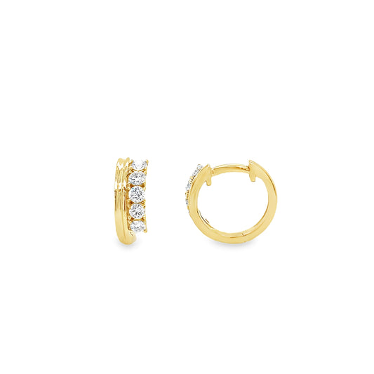 9ct Double Row Diamond Set Cultured Hoop Earrings .50ct