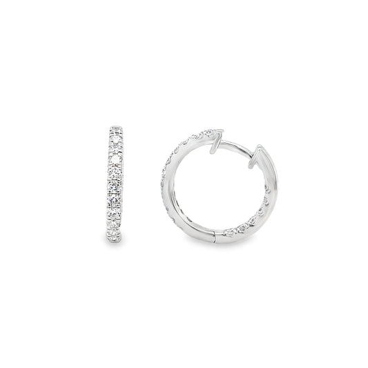 9ct White Gold Round Brilliant Cultured Diamond Set Hoop Earrings 1.00ct
