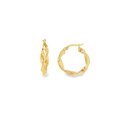 9ct Yellow Gold Twist 20mm Hoop Earrings